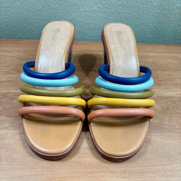 Madewell Addie Mules Sandals Stacked Heel Rainbow Leather Womens Size  10 - Picture 7 of 14